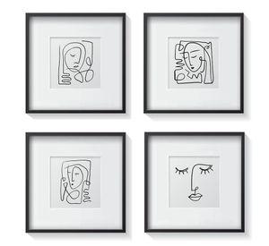 Set 4 Cuadros Retratos Minimalistas 30X30