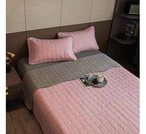Cubrecama Quilt 2 Plazas Rosado Gris Reversible