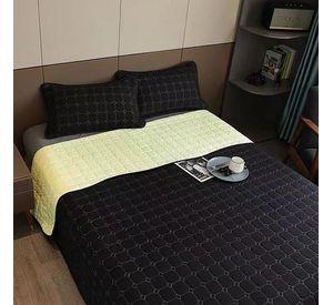 Cubrecama Quilt 2 plazas Negro Amarillo Reversible