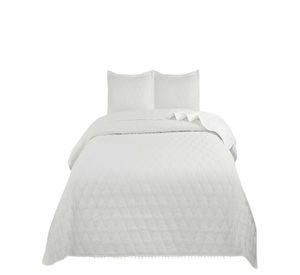 QUILT CUBRECAMA DE VERANO CON POMPONES KING BLANCO