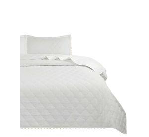 QUILT CUBRECAMA DE VERANO CON POMPONES KING BLANCO