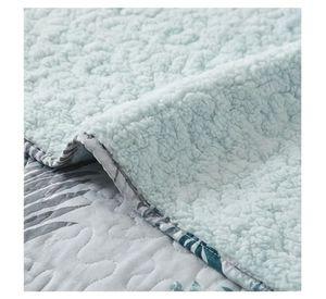 Cubrecama sherpa King Crema Hojas M944