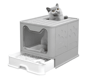 Arenero Cerrado Roro Caja De Arena Para Gatos Arenero Cuadrado Baño Sanitario Gato Roro Color Gris