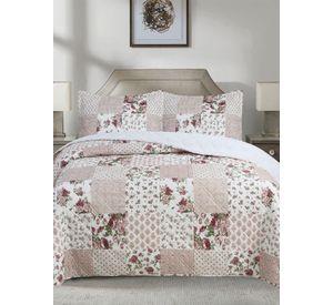 QUILT ANDES SHERPA ESTAMPADO PATCHWORK ROSA KING