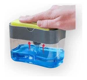 Pack X3 Dispensador De Lavalozas Manual + Esponja Cocina Plomo