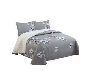 Quilt con sherpa 2 plaza gris J10