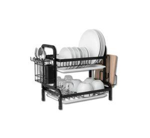 ESCURRIDOR SECAPLATOS 2 NIVELFIERRO CROMADO DOBLE BANDEJA PARA DESAGUE WM