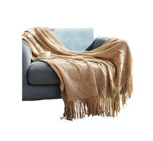 Manta con Flecos 127x152 cm Beige