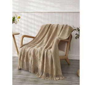 Manta con Flecos 127x152 cm Beige