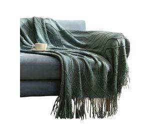 Mantas para sofas camas u oficinas con Flecos 127x152 cm Verde