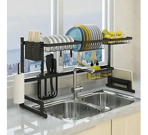 Rack escurridor platos vasos 85cm color negro