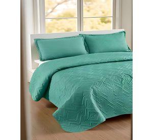 QUILT CUBRECAMA DE VERANO CON COLORES LISOS PLAZA Y MEDIA TURQUESA O