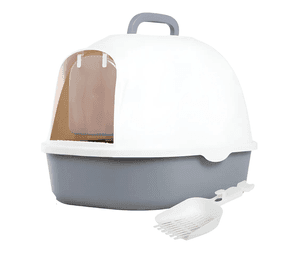 Arenero Para Gatos Grande Cerrado Con Pala Filtro Y Puerta Color Gris Claro