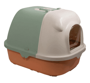 Arenero Cerrado Tricolor Con Pala Para Gatos 45x30x44 Color Naranja