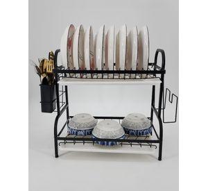 Organizador Escurridor de Loza 2 Niveles Negro Metal