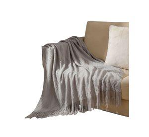Manta con Flecos 127x152 cm Gris
