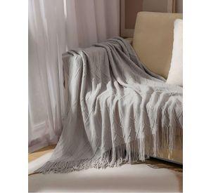 Manta con Flecos 127x152 cm Gris