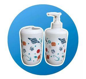 Dispensador Jabon Shampoo Baño Ducha Niños 2 Piezas Platillo