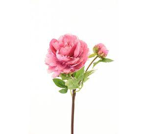 FLOR DECORATIVA COREL PEONIA CON BOTON ROSA OSCURO 54CM