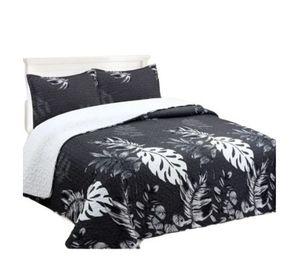 Cubrecama Sherpa King - Negro Hojas M917