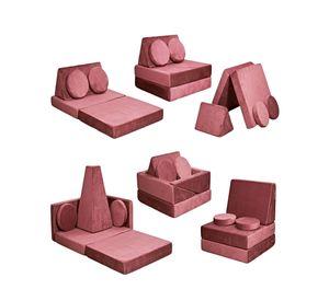 Sofá Cama Modular Infantil de 5 Piezas rosa