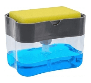 Dispensador De Lava Lozas Manual Con Esponja Con Recipiente Gris