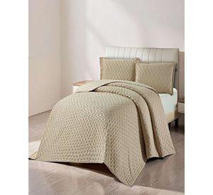 CUBRECAMA SEMI ACOLCHADO DELGADO KING 250X270 CM BEIGE 01