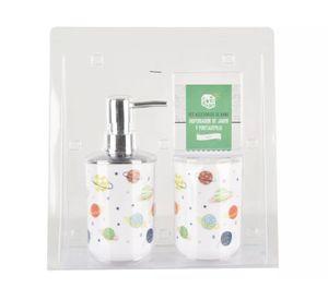Dispensador De Jabon Plastico Niños Set Baño Dibujo Planeta