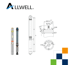 KIT BOMBA SUMERGIBLE POZO ALLWELL 3" 0.75HP 3SDM1.8/21-0.55 + ACC DE INSTALACION
