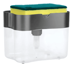 Dispensador De Lavalozas Manual De 400ml + Esponja Color Gris