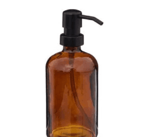 Dispensador De Jabón Vidrio Ámbar 450ml Jabonera Deco Marrón