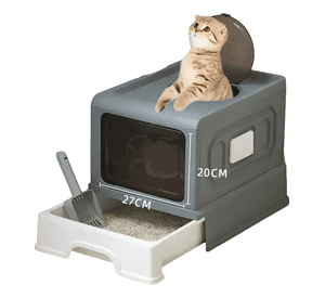 Baño De Gatos Xl Bandeja Sanitaria Extraible Arenero Grande Gris Claro