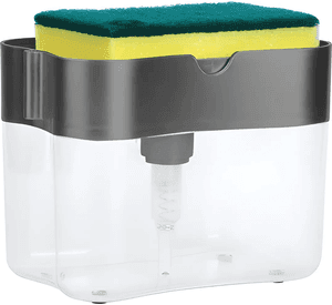 Dispensador Jabon Lavalozas Bomba Esponja Con Recipiente Color Gris