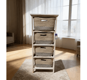 Estante Cajonera De Madera Natural 4 Cajones Yote De Dormitario