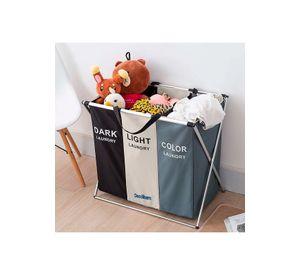 Cesto Triple Para Ropa DecoTeam Desmontable Tela Oxford 600D