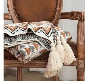 Manta Decorativa Tejida Para Sillon Piecera Cama Bohemia