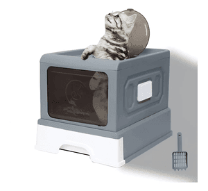 Caja De Arena Para Gatos Cerrada Arenero Grande Con Pala Xl Gris Oscuro