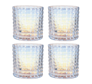 Set 4 Vasos De Vidrio Bajo Corto Tornasol Estilo Nordico
