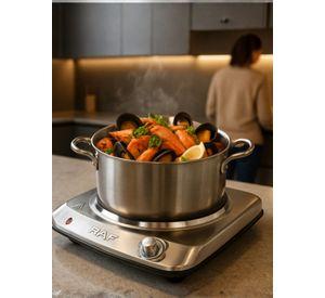 Cocina Eléctrica 1 Plato Cocinilla Acero Inoxidable Encimera 1000W
