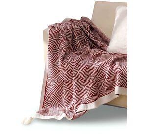 Mantas para sofas camas u oficinas con pompon 130x150 cm Burdeo
