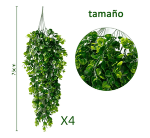 Plantas colgantes artificiales kit 4 uds eucalipto