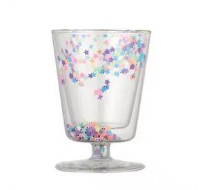 Vaso de Vidrio de Doble Pared con Aislamiento y Purpurina T-00044