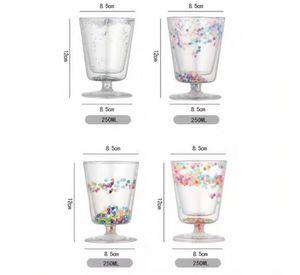 Vaso de Vidrio de Doble Pared con Aislamiento y Purpurina T-00044