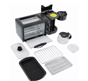Horno 3 En 1 Maquina De Desayuno Sarten Cafetera Mini Horno
