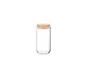 Set 4 Vasos Vidrio Tapa Bambú Cócteles