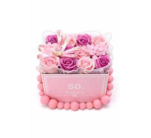 Maleta De Flores Eternas Premium Rosa Regalo San Valentin
