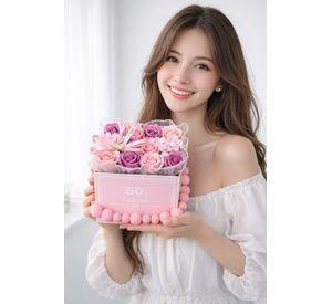 Maleta De Flores Eternas Premium Rosa Regalo San Valentin