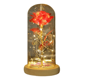 Rosa eterna luces led cúpula vidrio