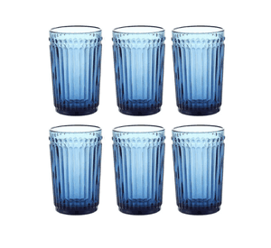 Set de 6 Vasos Azul Modelo Vertical