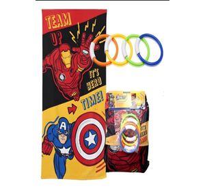 Toalla de playa diseño Avengers con morral y anillos